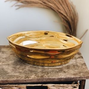Wavy Gold Mirror Bowl Tray Vase